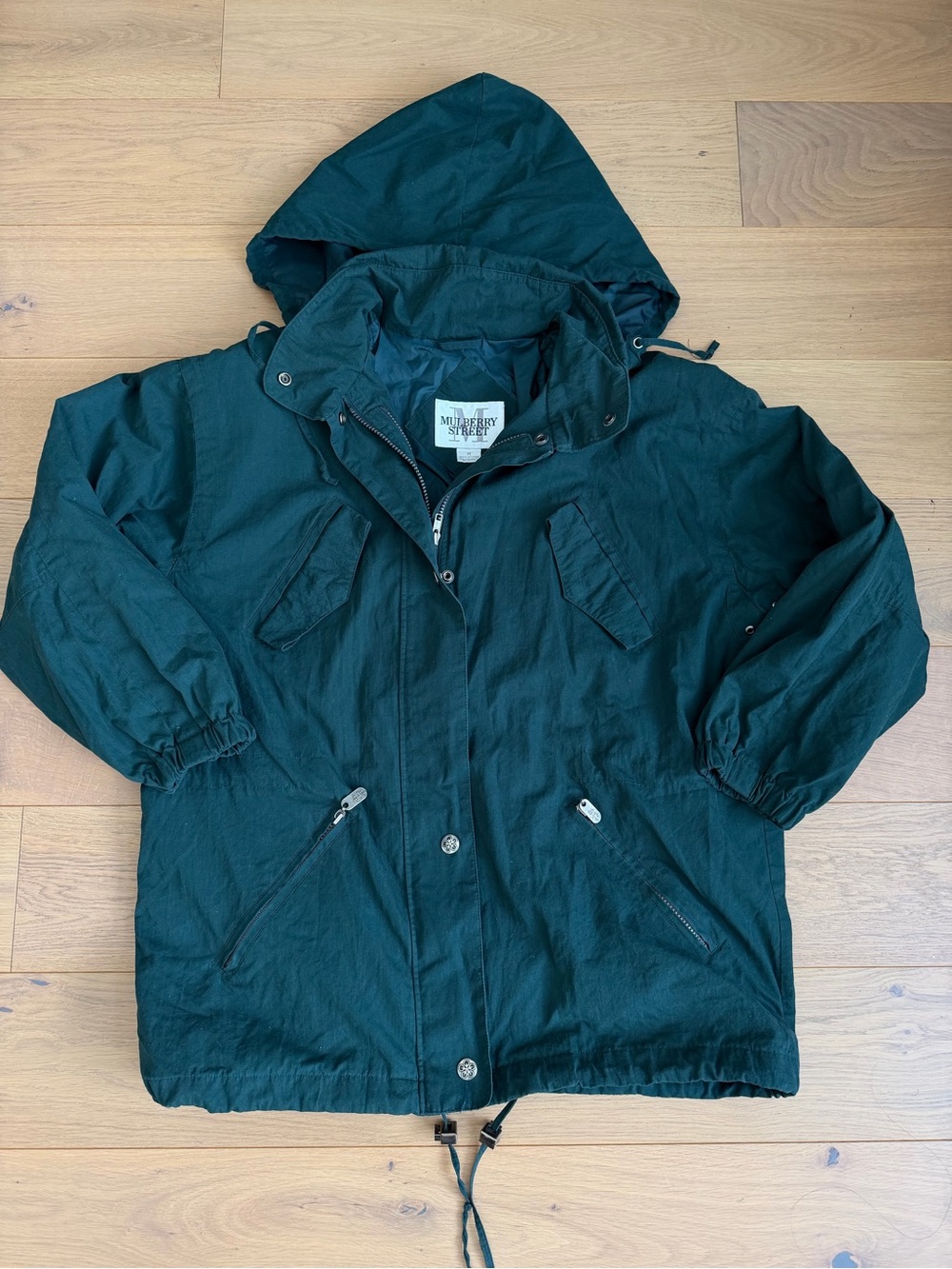 VINTAGE 90’s Mulberry Street Women's Forest Green Hooded Parka Jacket MEDIUM